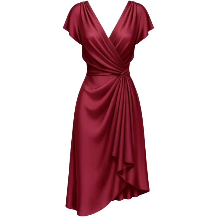 create a burgundury dress just the dress. make it knee lenght emoji