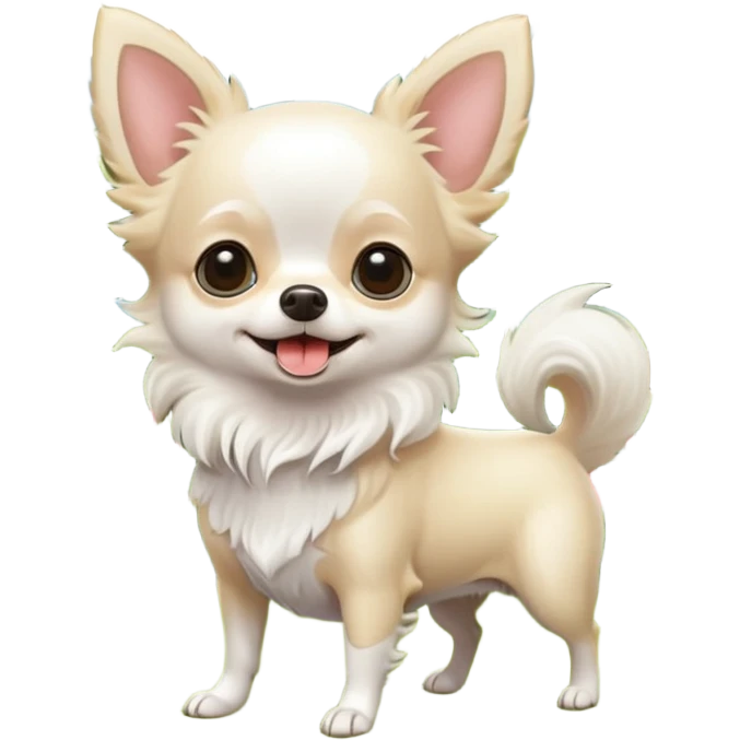 All white fluffy chihuahua playing in a garden emoji