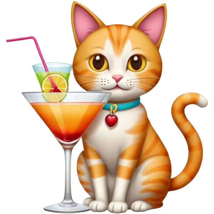 Cat drinking cocktail emoji