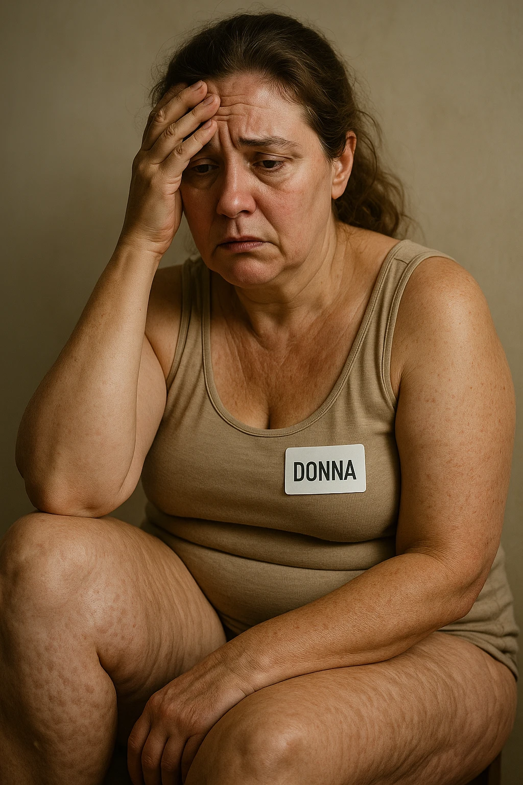 dONNA CON tanta cellulite disperata e stanca della sua condizione emoji