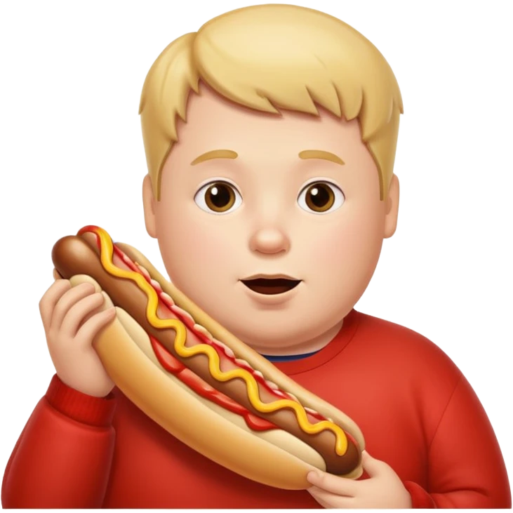 Fat white boy eating a hotdog  emoji