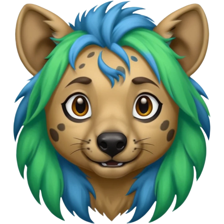 hyena withlongblue and green hair emoji