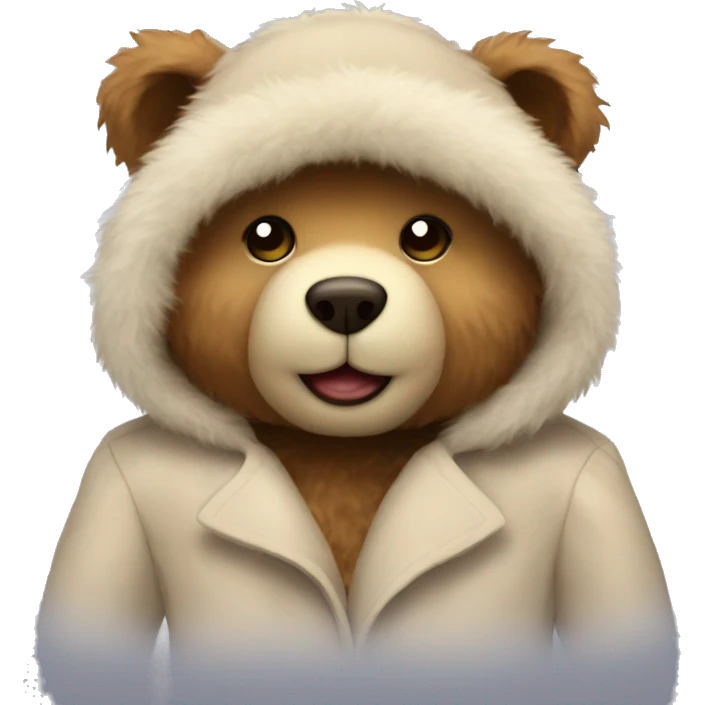 Teddy bear with coat fluffy emoji