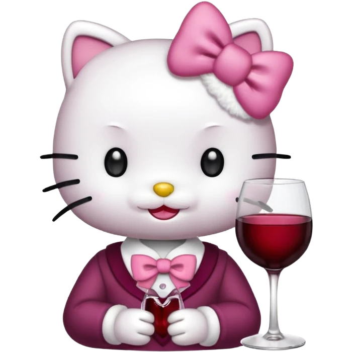 Hello kitty with wine  emoji