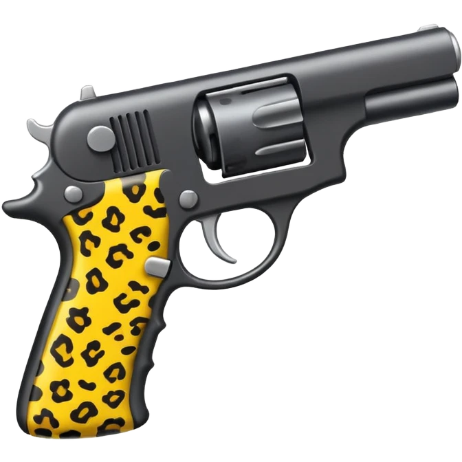 cartoon gun with yellow and black leopard print emoji