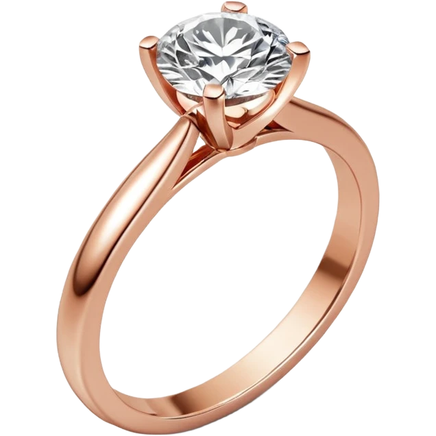 Rose gold engagement ring with round diamond emoji