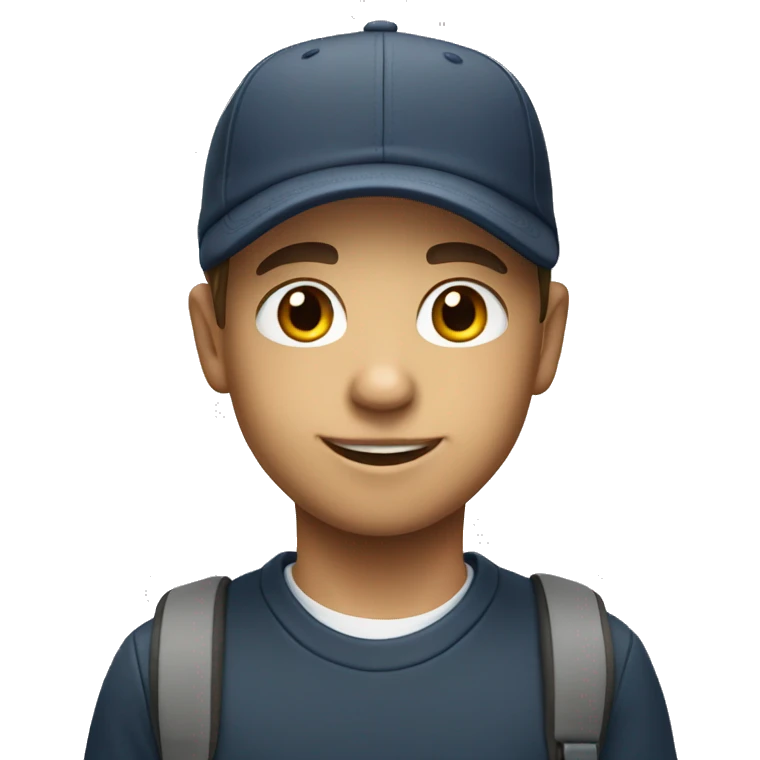 white skin school kid son wearing cap emoji