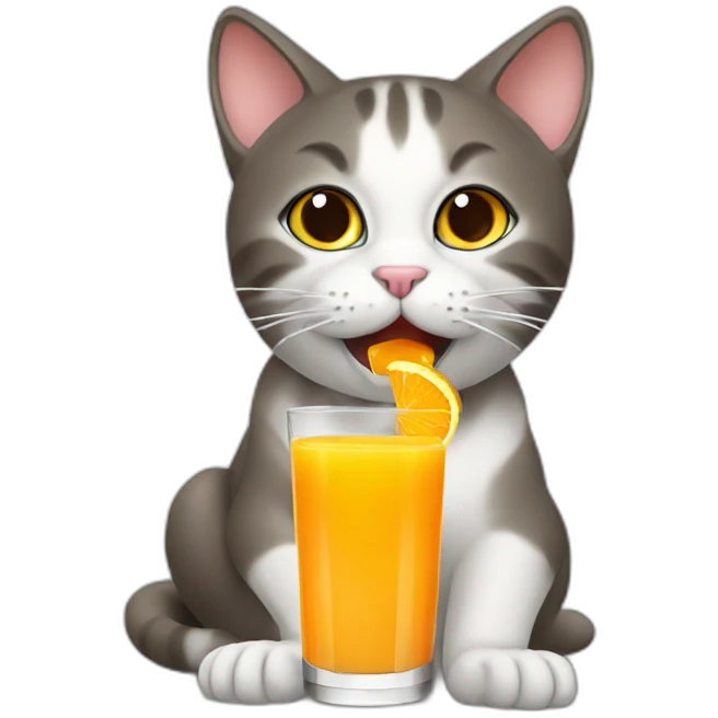 Cat drinking a orange juice  emoji