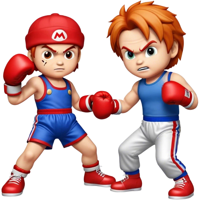 Chucky boxing with mario emoji