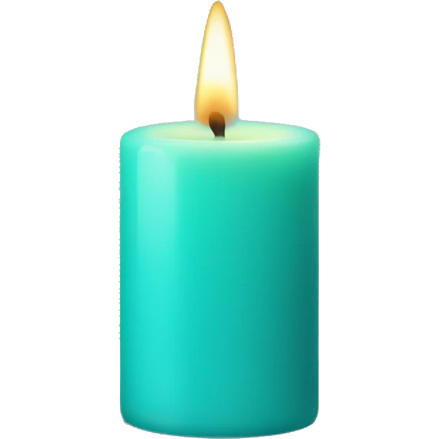 Turquoise coloured candle emoji