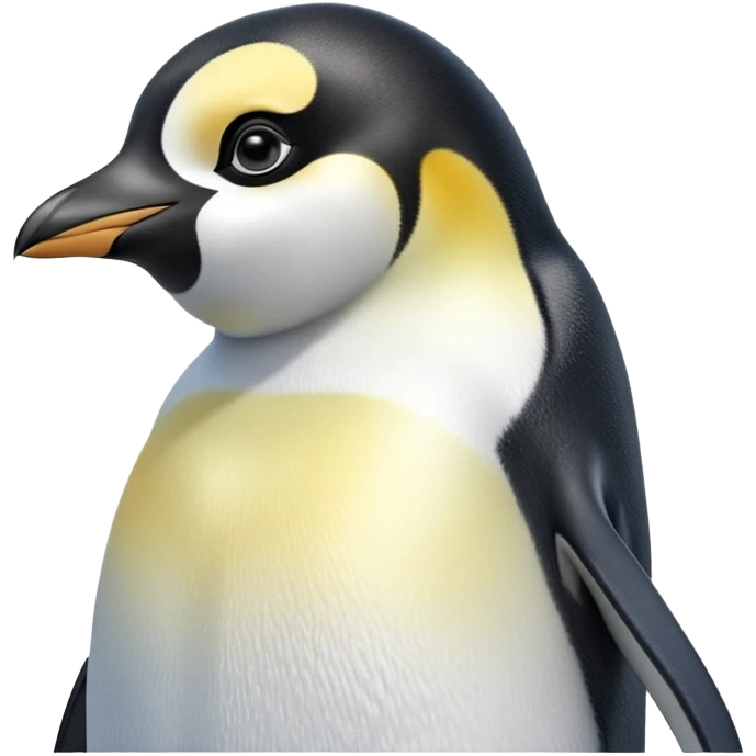 cinematic-cute-emperor-penguin-portrait-emoji,-head-tilted-playfully-and-inquisitively,-with-glossy,-pristine-plumage,-sparkling-eyes-filled-with-curiosity,-simplified-yet-irresistibly-adorable-features, black, large black eyes face, zoomed in emoji