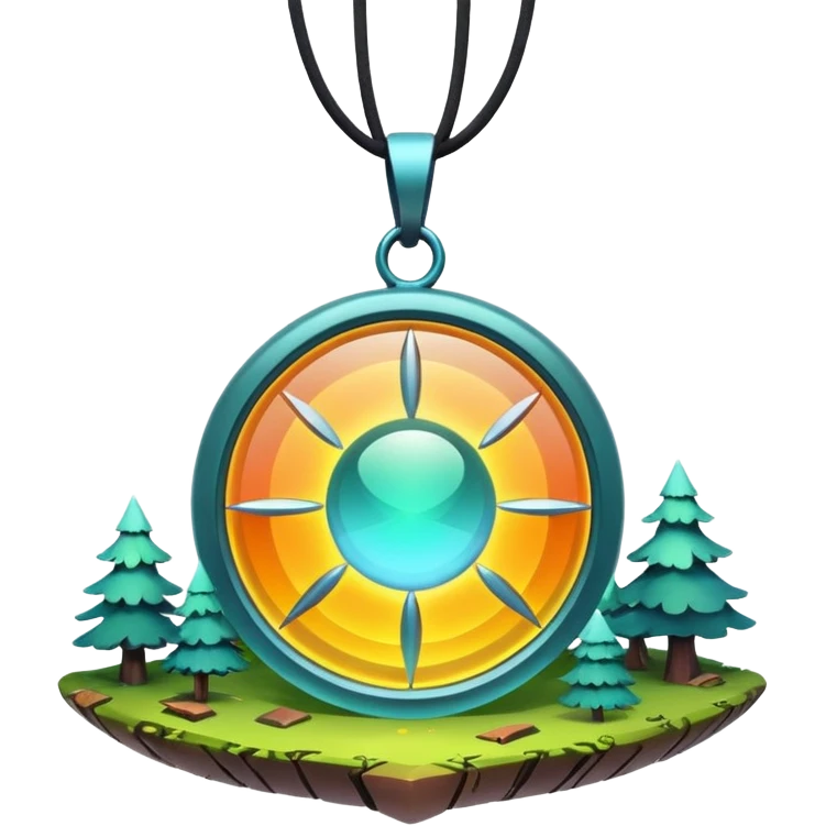 Abstract solarpunk amulett matte glass colorful clearing - an open space in a forest, light, spacious, minimal. emoji
