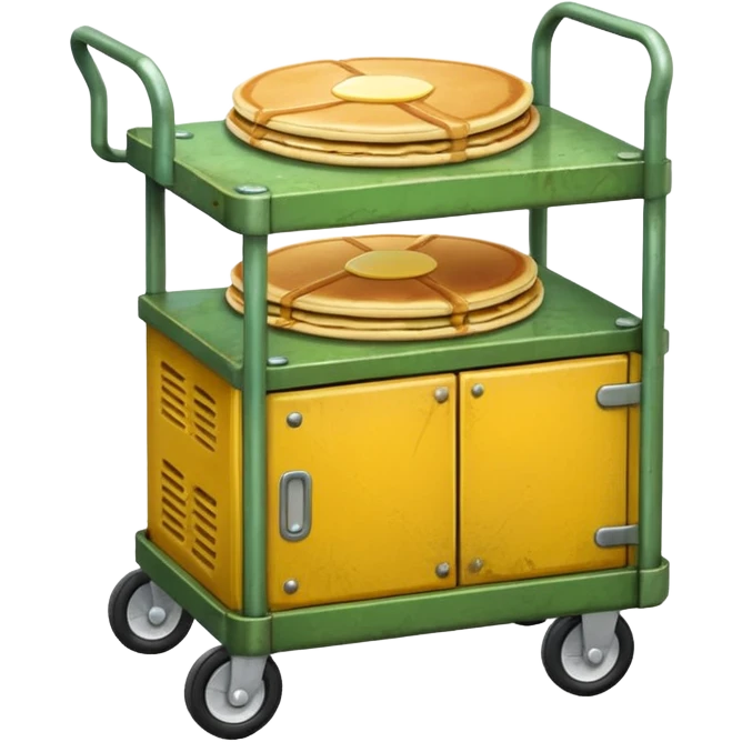 pancake yellow compressor cart, green color emoji