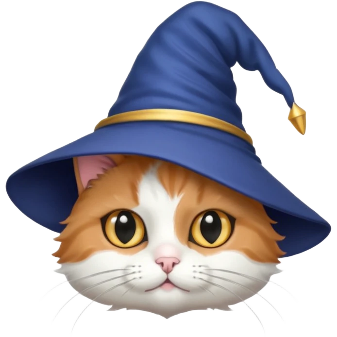 cute black and white cat in a wizard hat emoji
