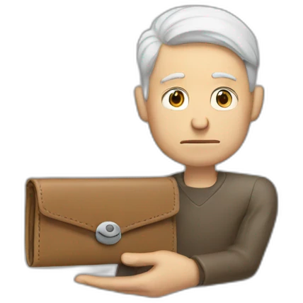 a sad white man holds out an empty wallet emoji