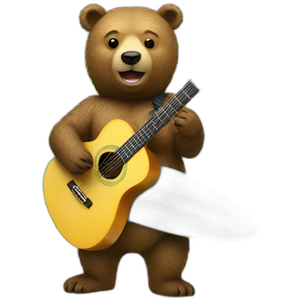 surfing bear with guitar emoji