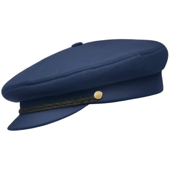 a floating Navy blue Brixton fiddler cap hat emoji