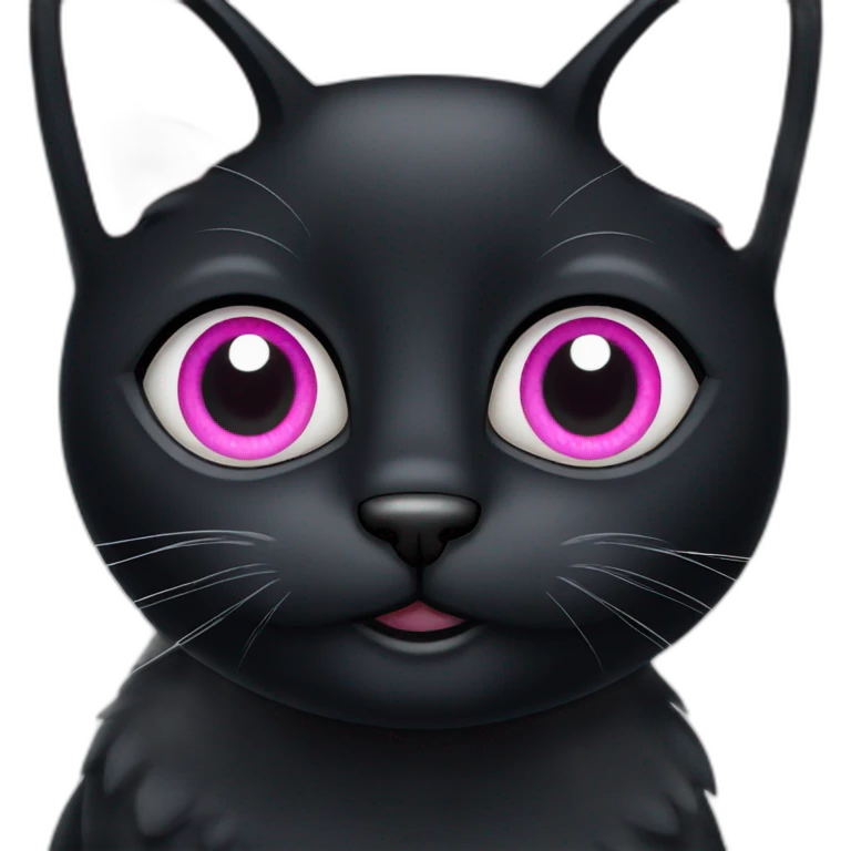 Big black cat with Big pink eyes emoji