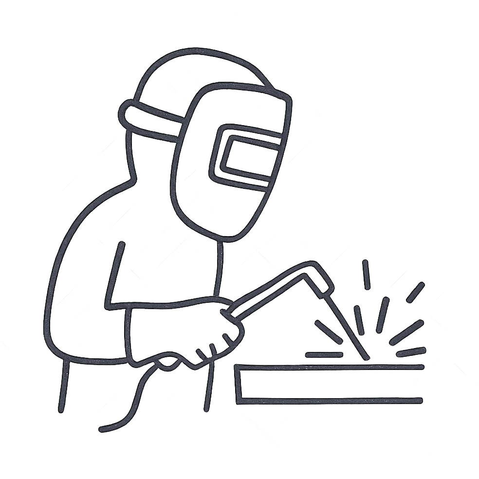 welder, hand-drawn black outline style emoji