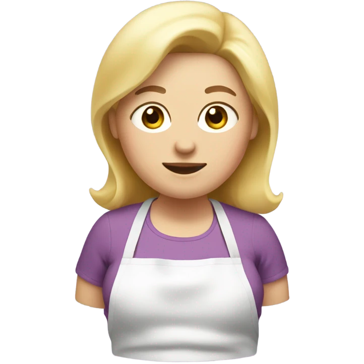 fat woman cooking white with blonde straight hai emoji