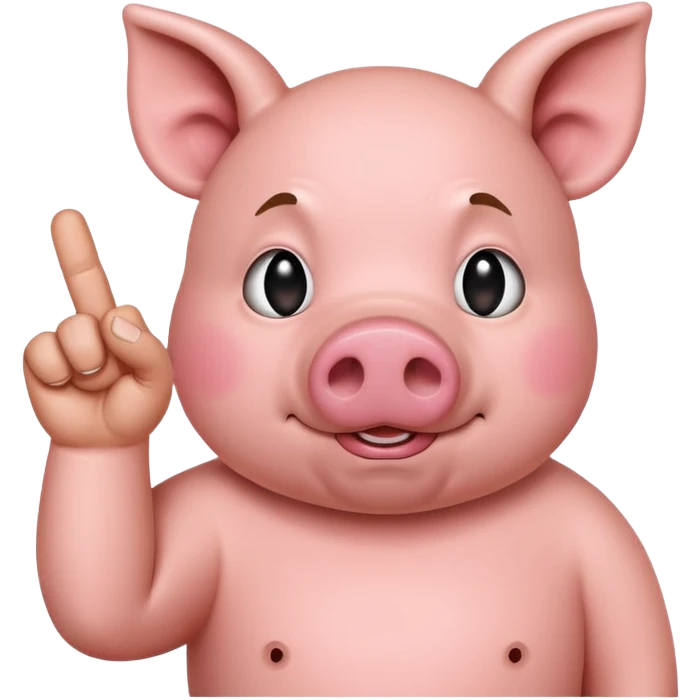 Pig putting up the middle finger emoji