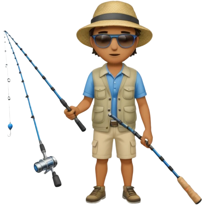 Man in motion casting a fishing rod full body emoji