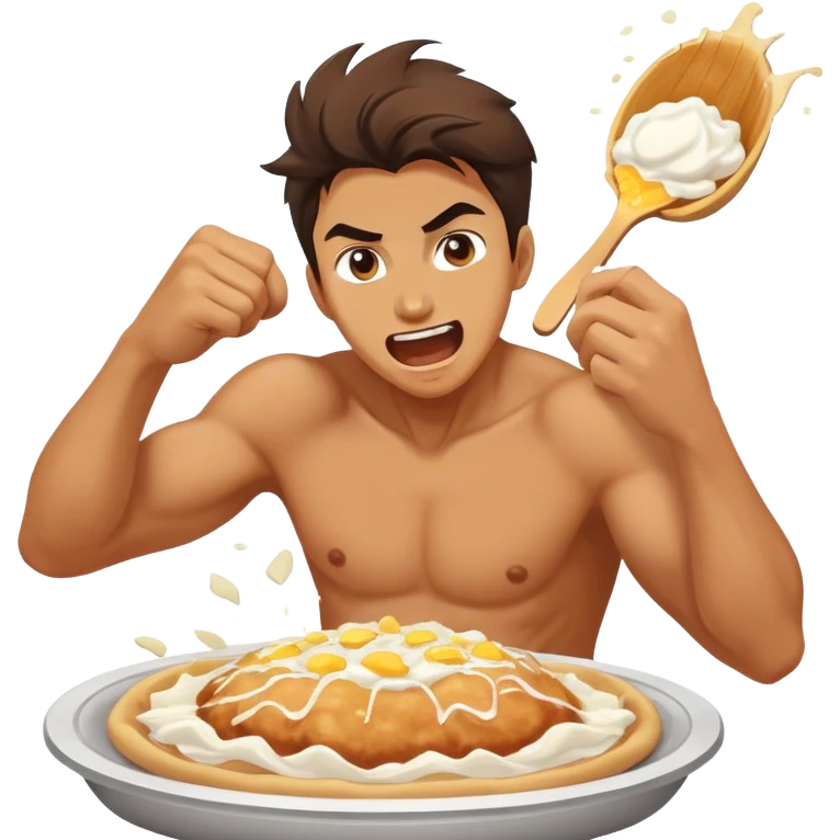 person smashing a Hungarian lángos with energetic expression emoji