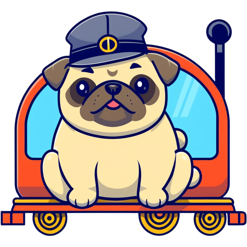 Pug on train emoji