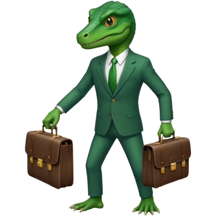 capitalist reptilian in a suit holding a briefcase emoji