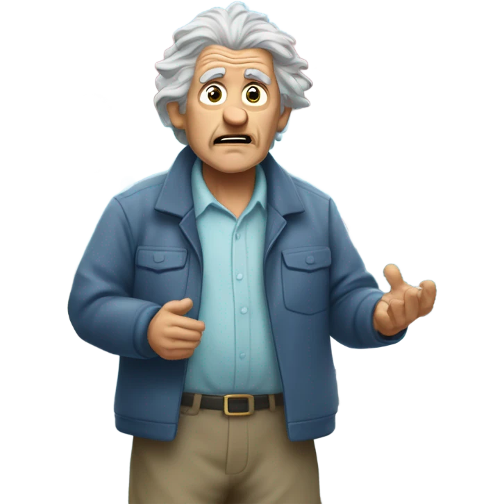 Old man panicking at a car wash emoji