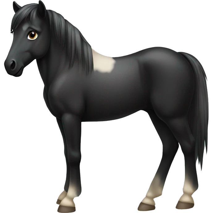 Black pony with a slightly brown n’ose emoji