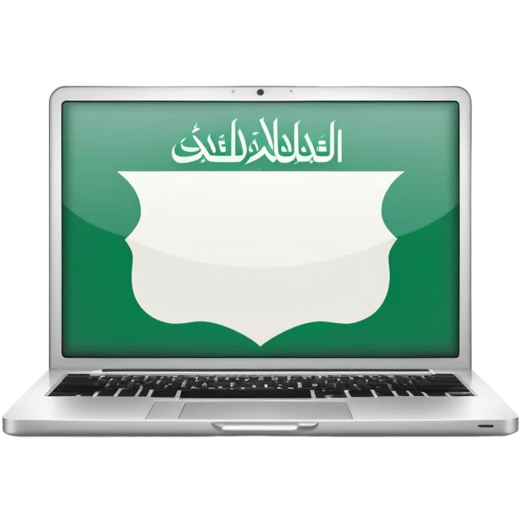 computer laptop with Saudi Arabia national emblem on screen emoji
