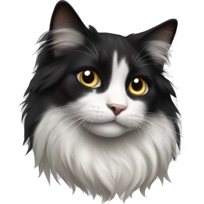 black-and-white cat domestic long-haired emoji
