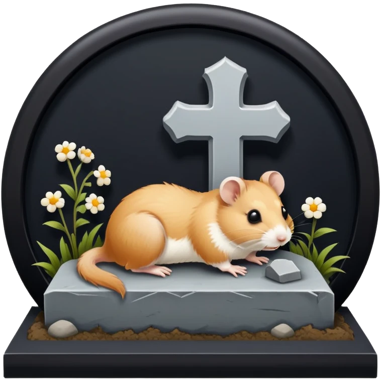 A dead hamster on a grave emoji
