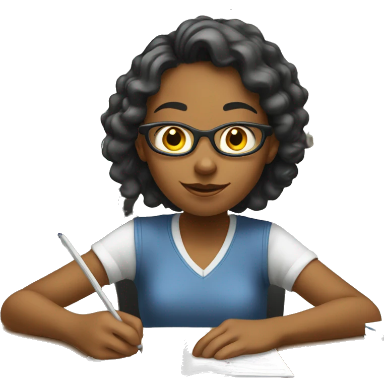 A girl doing her homework emoji