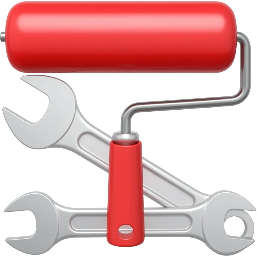 paint roller red and wrench emoji