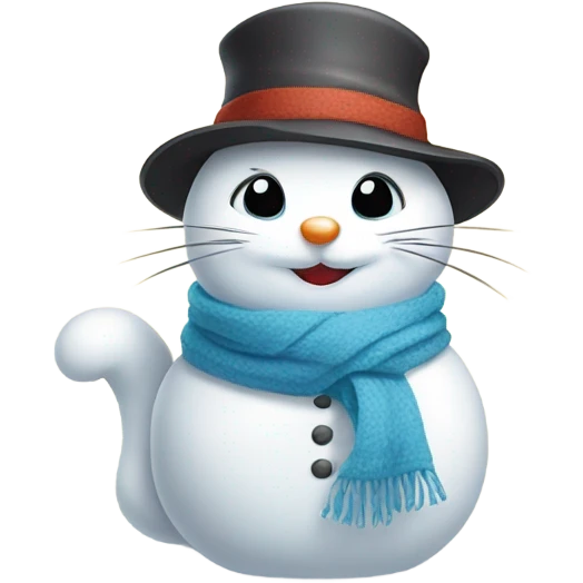 Snowman with a kitten on it’s shoulder  emoji