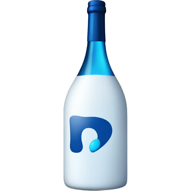 "Emoji of a white box with blue wine illustrations and a bold blue circle with a white 'B' in the center." emoji