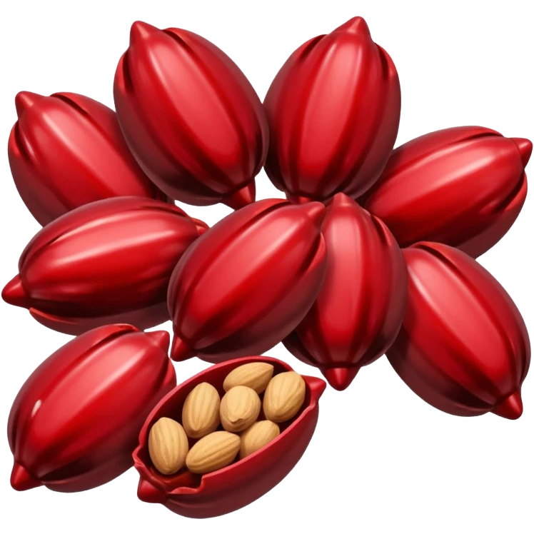 candied almonds with a shiny dark red candy shell, minimal emoji