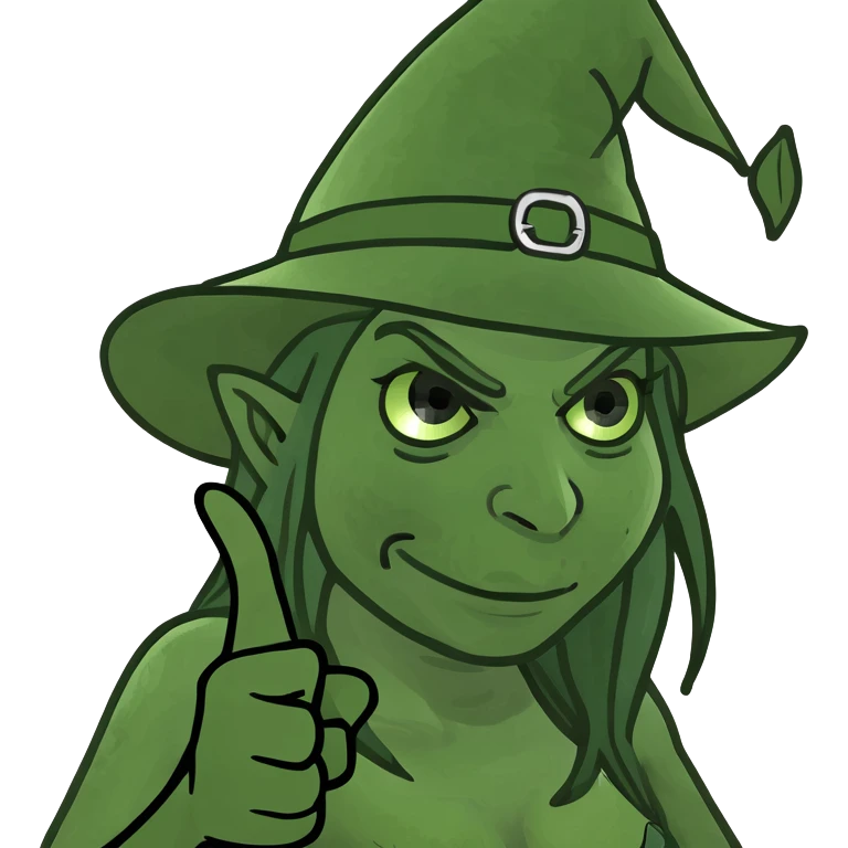 witch holding a middle finger emoji