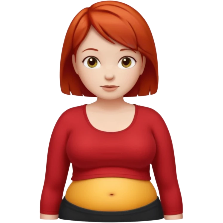 Lazy Short woman with straight ahort red hair and fat tummy emoji
