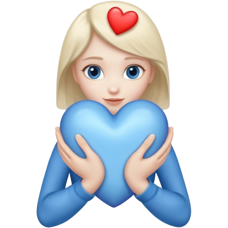 blue heart being embraced emoji