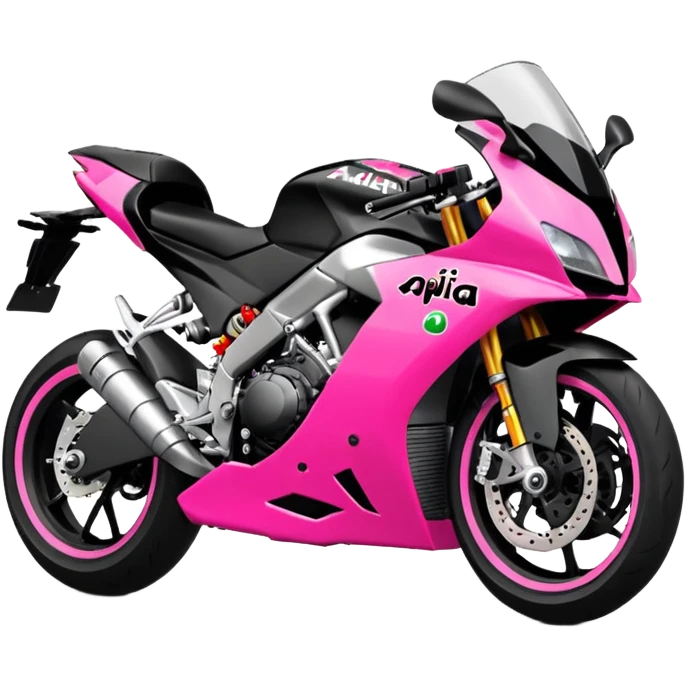 moto sportiva con scritta aprilia nera e solo avanti rosa fluorescente  emoji