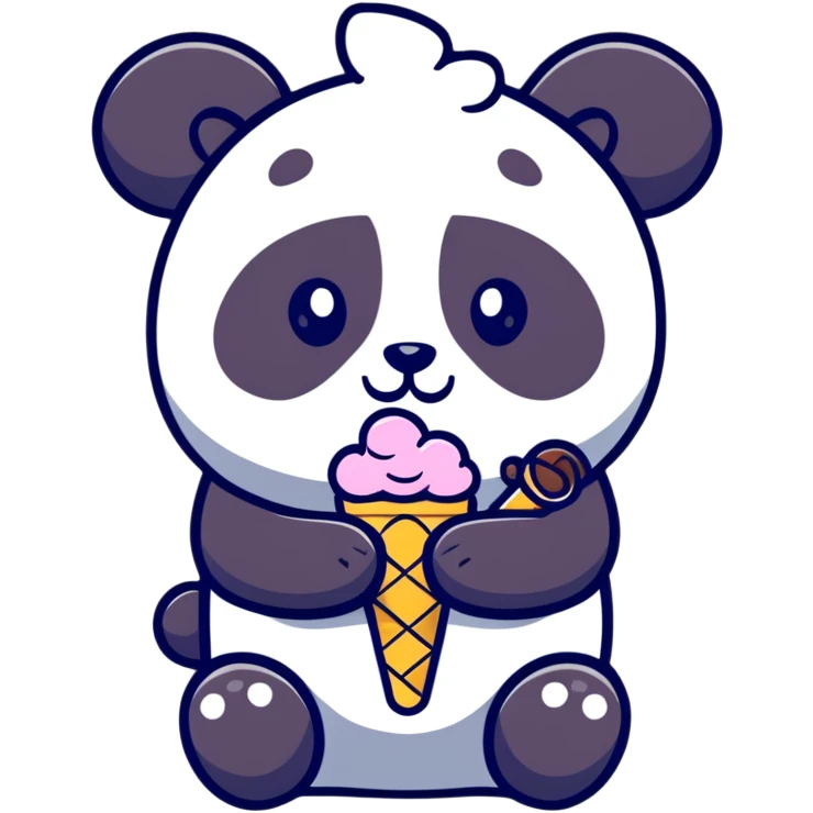 Panda eating ice cream emoji