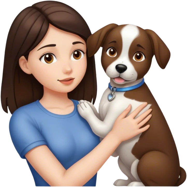 brunette girl petting a dog  emoji