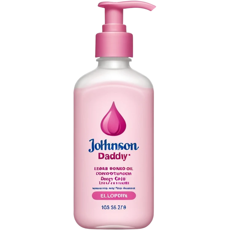 realistic Johnson and Johnson style bottle pink cap pink logo clear bottle with berry party logo with diddy oil and a berry on top bottle emoji
