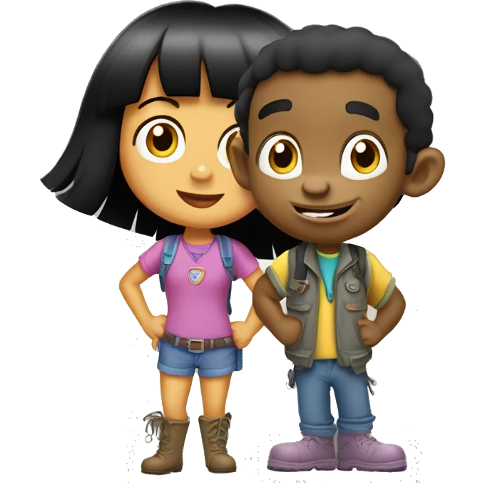 Dora the Explorer and boots the gray monkey emoji