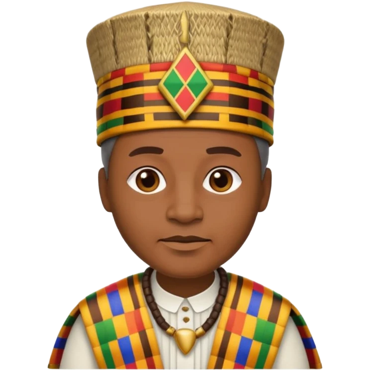 Create an emoji of an old African king wearing kente cloth and white shirt with an african kufi hat emoji