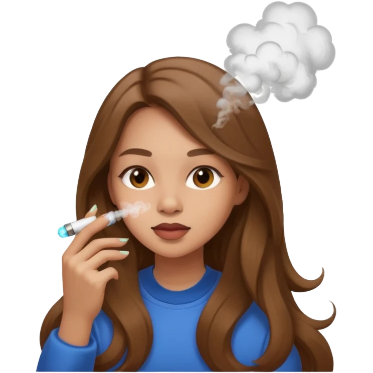 girl with vape long hir and color brwon emoji