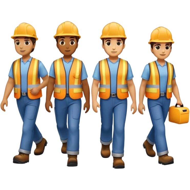 group of labor workers walking emoji